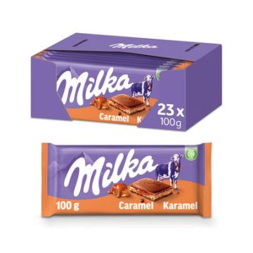Milka chocolade met karamel 100 gram - 23 stuks