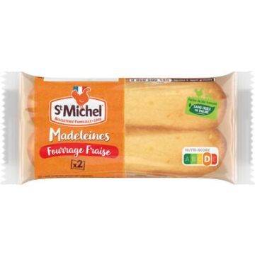 St Michel Madeleine Lang Aardbei Gevuld 30gr x 96 stuks