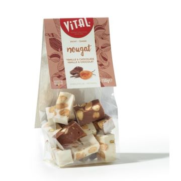 Zakje nougat vanille/chocolade- 150 gram